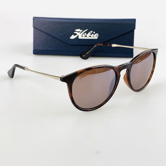 Hobie Sunglasses mod. Maywood Tortoise Brown Round Polarized Keyhole Gold + Case - Picture 2 of 11